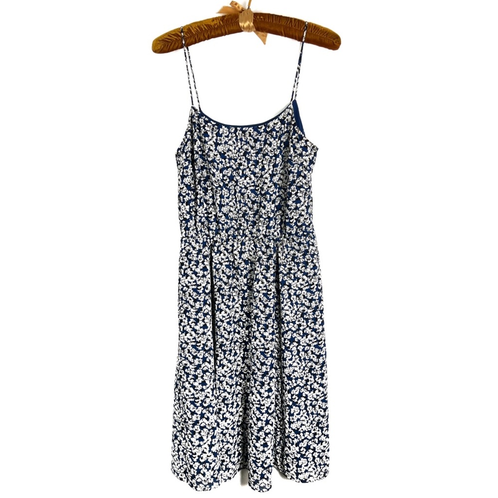 J. Crew Blue Floral Print Spaghetti Strap Mini-Length Casual Dress Sz: 4 - Picture 1 of 11